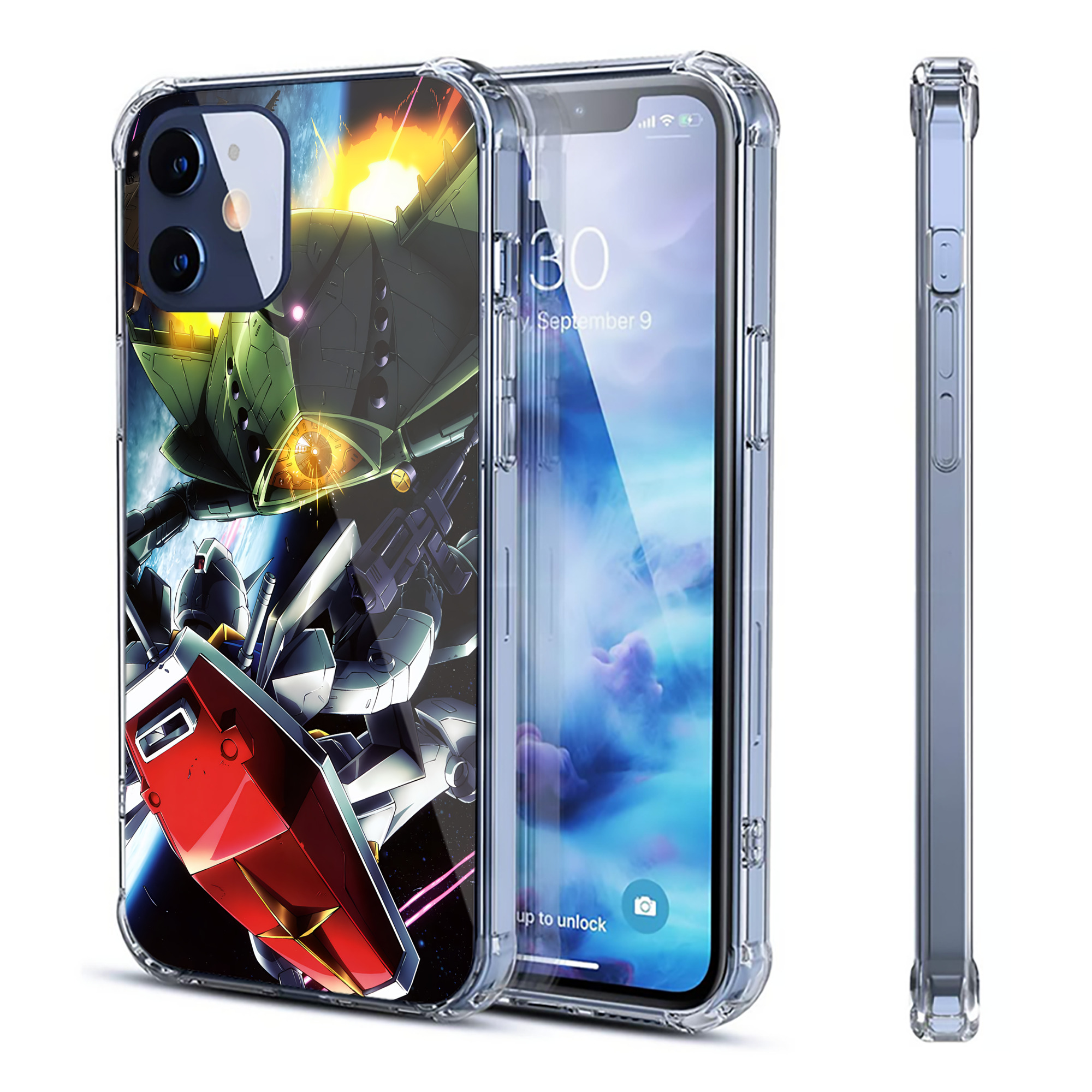 （画像用） 機動戦士ガンダム Mobile Suit Gundam 【iPhone 12シリーズ対応】透明スマホケース（クリアソフトケース）